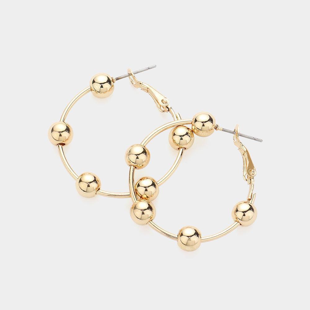 Gold Metal Ball Station Hoop Earrings - Jewelry Store by Erik Rayo