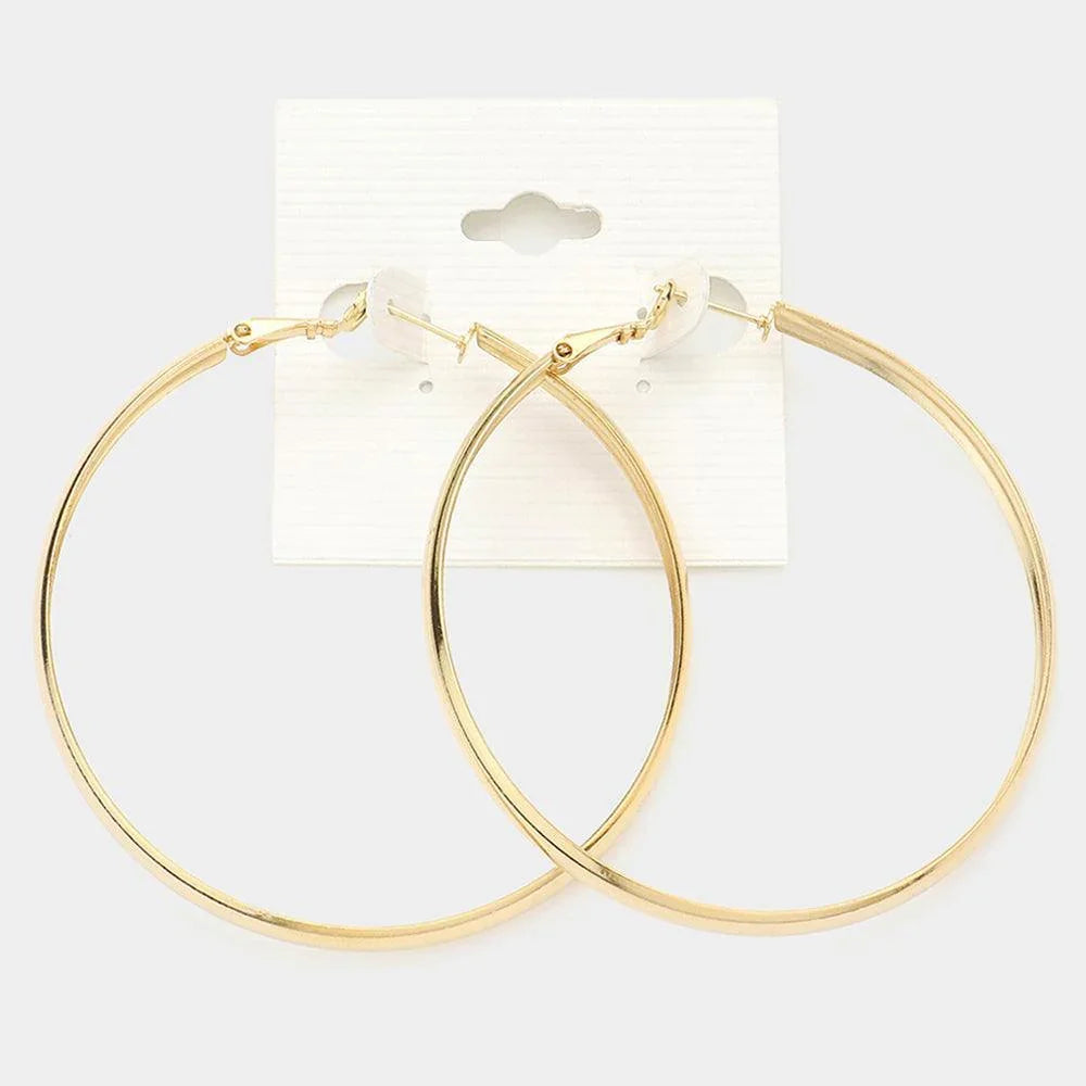 Gold 2.4 Inch Metal Hoop Earrings - Jewelry Store by Erik Rayo