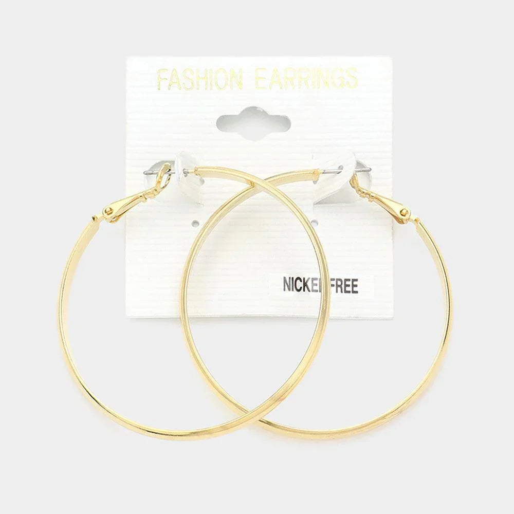 Gold 2 Inch Metal Hoop Earrings - Jewelry Store by Erik Rayo