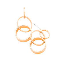 Load image into Gallery viewer, Rose Gold Gold Dipped Geometric Triple Metal Hoop Link Earrings
