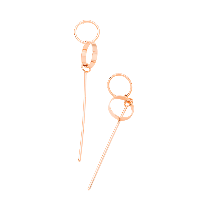 Rose Gold Gold Dipped Geometric Metal Hoop Bar Link Earrings