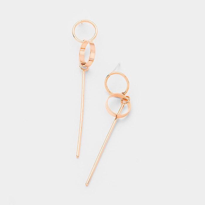 Rose Gold Gold Dipped Geometric Metal Hoop Bar Link Earrings - Jewelry Store by Erik Rayo