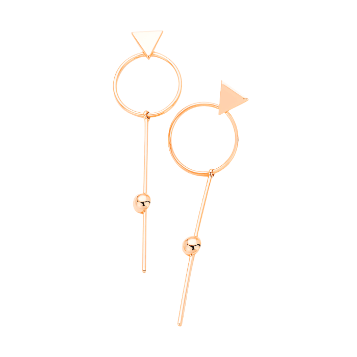 Rose Gold Gold Dipped Geometric Metal Hoop Bar Link Earrings