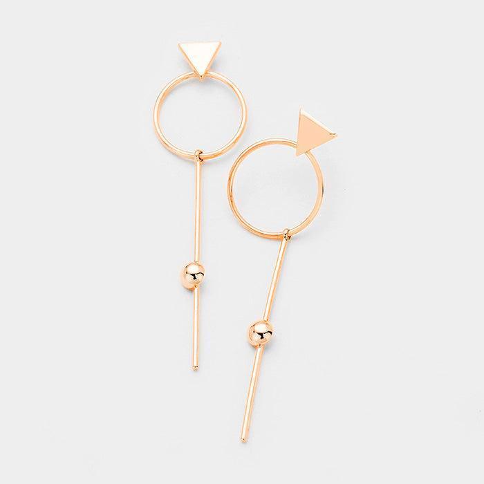 Rose Gold Gold Dipped Geometric Metal Hoop Bar Link Earrings - Jewelry Store by Erik Rayo