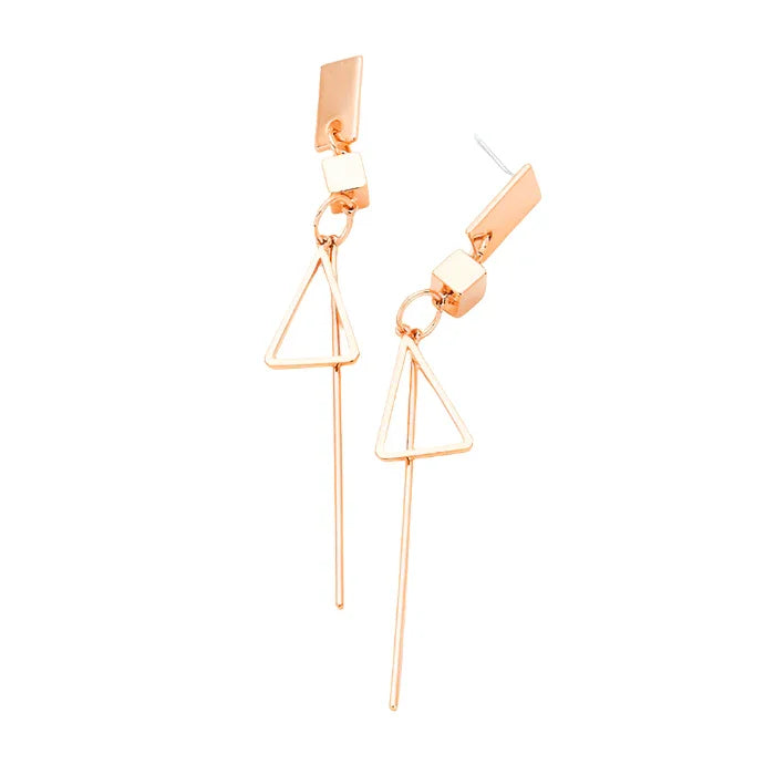 Rose Gold Gold Dipped Geometric Metal Triangle Bar Link Earrings - Jewelry Store by Erik Rayo