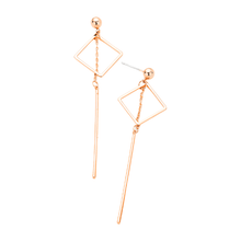 Load image into Gallery viewer, Rose Gold Gold Dipped Geometric Metal Square Bar Link Earrings
