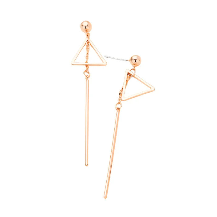 Rose Gold Gold Dipped Geometric Metal Triangle Bar Link Earrings - Jewelry Store by Erik Rayo
