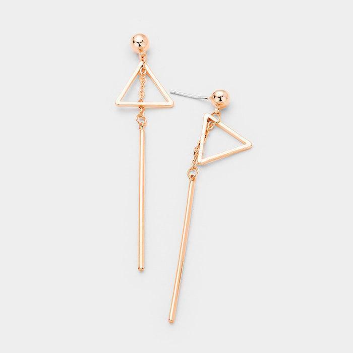 Rose Gold Gold Dipped Geometric Metal Triangle Bar Link Earrings - Jewelry Store by Erik Rayo