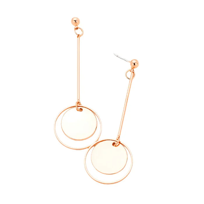 Rose Gold Gold Dipped Geometric Metal Bar Disc Link Earrings - Jewelry Store by Erik Rayo