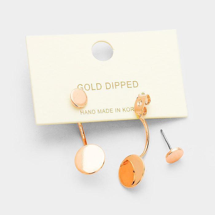 Rose Gold Gold Dipped Metal Disc Double Sided Earrings - Jewelry Store by Erik Rayo