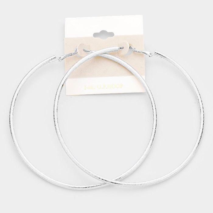 14K White Gold Filled Metallic Hoop Earrings - Jewelry Store by Erik Rayo