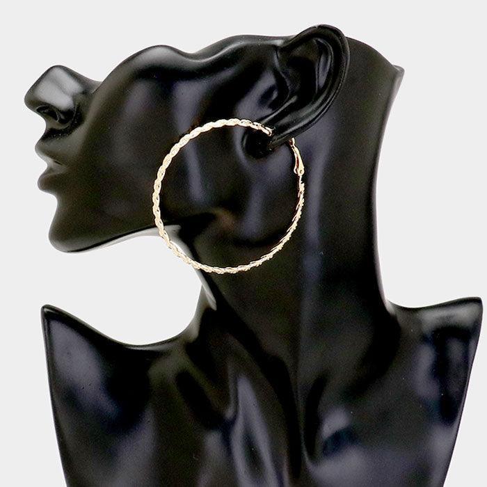 Gold Gold Dipped Textured Metal Hoop Earrings - Jewelry Store by Erik Rayo