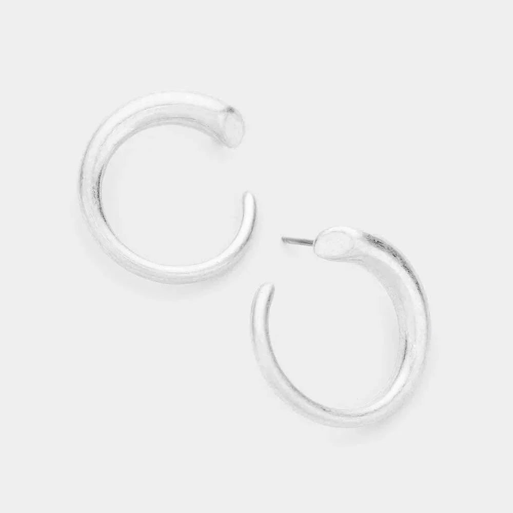 Silver Metal Open Circle Earrings - Jewelry Store by Erik Rayo