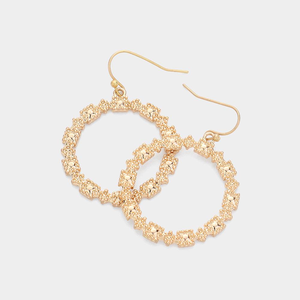 Gold Metal Open Circle Dangle Earrings