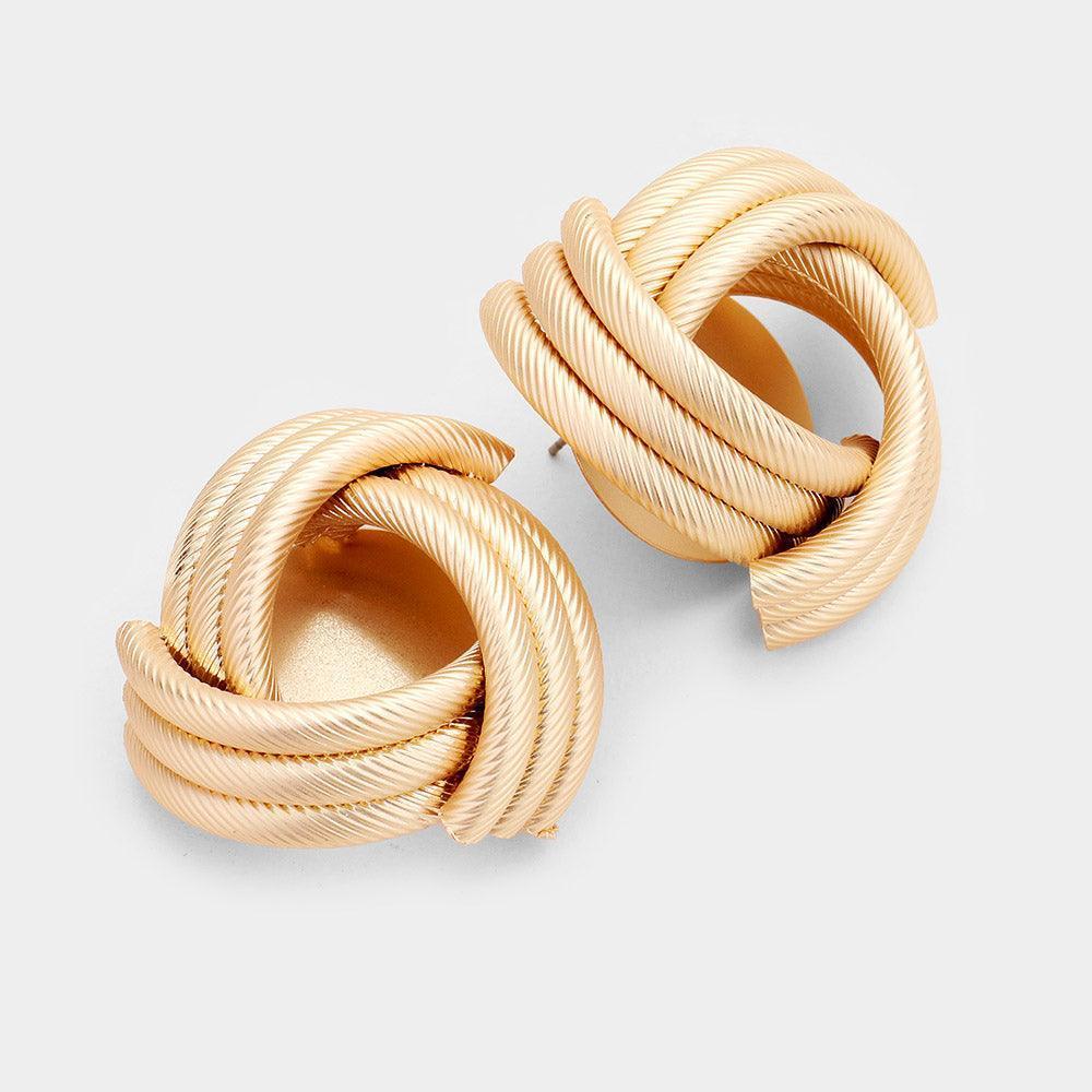 Gold Metal Knot Earrings - Jewelry Store by Erik Rayo