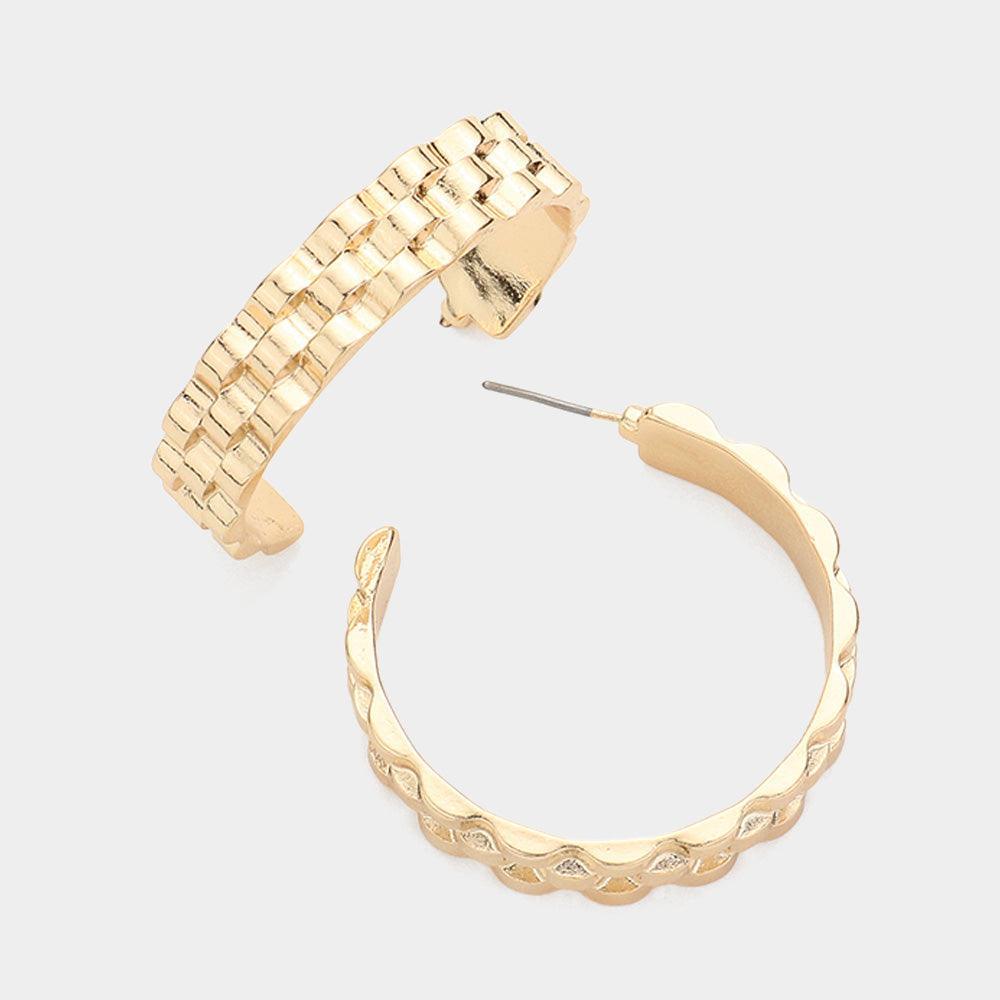 Gold Metal Jubilee Hoop Earrings