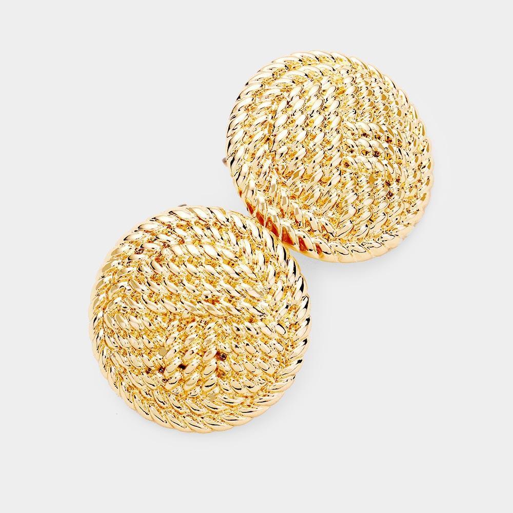 Gold Twist Textured Round Metal Earrings - Jewelry Store by Erik Rayo