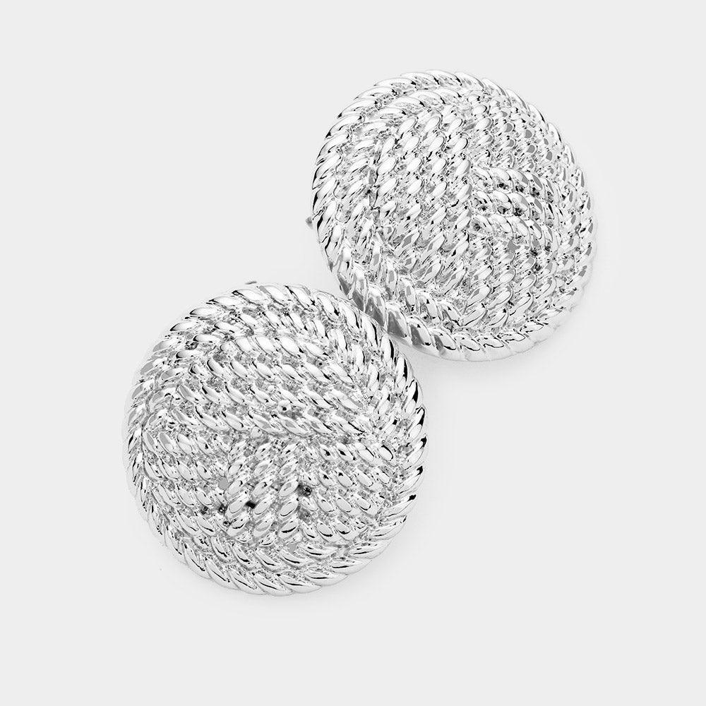 Twist Textured Round Metal Earrings - Jewelry Store by Erik Rayo