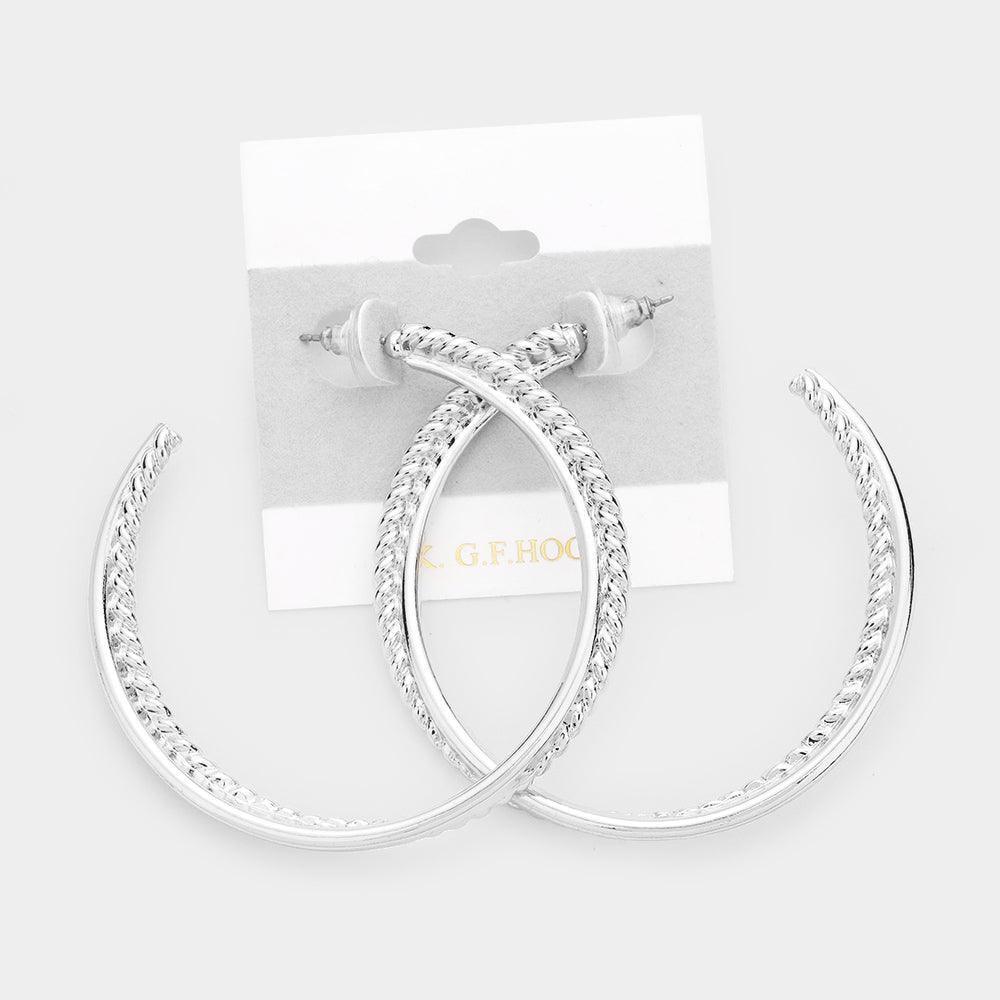 Textured Open Circle Twist Open Hoop Earrings - Jewelry Store by Erik Rayo