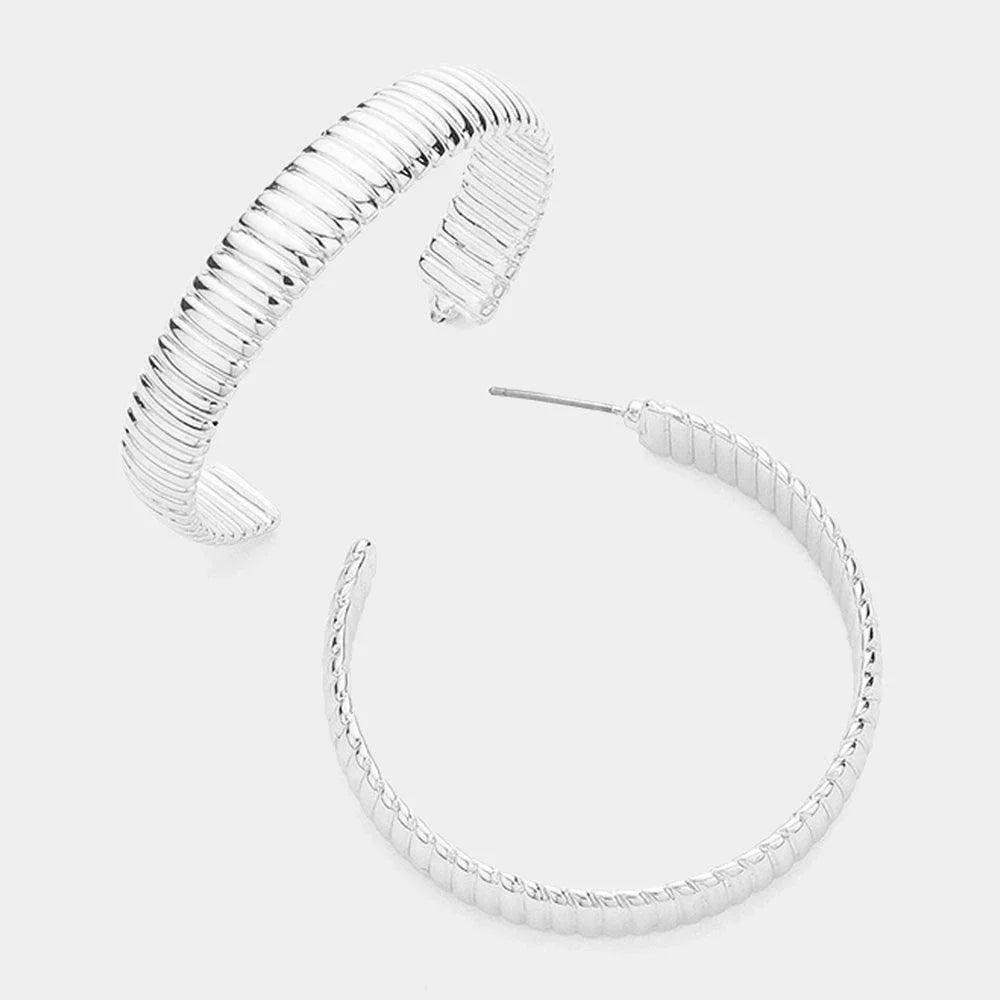 Textured Metal Hoop Earrings - Jewelry Store by Erik Rayo
