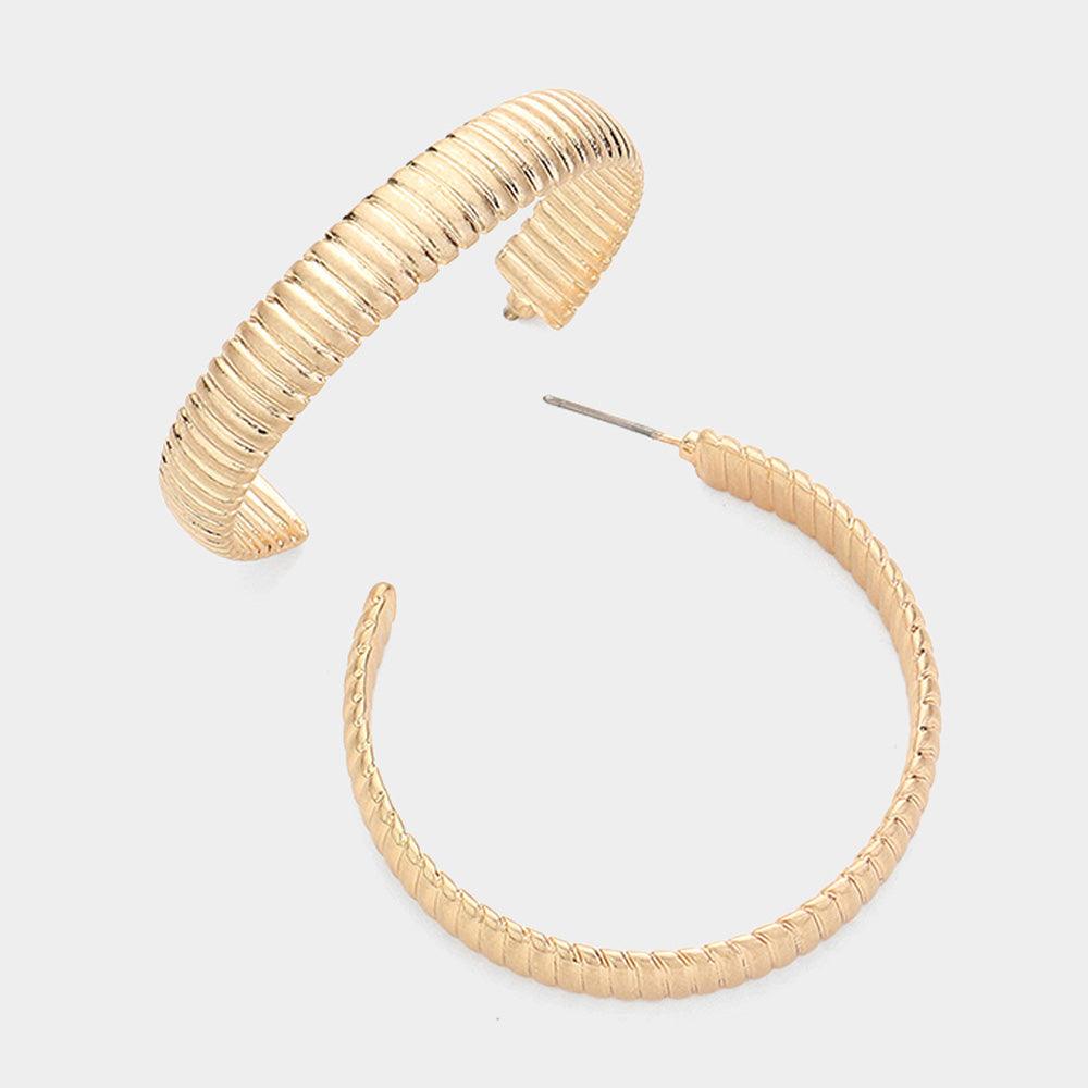 Gold Textured Metal Hoop Earrings