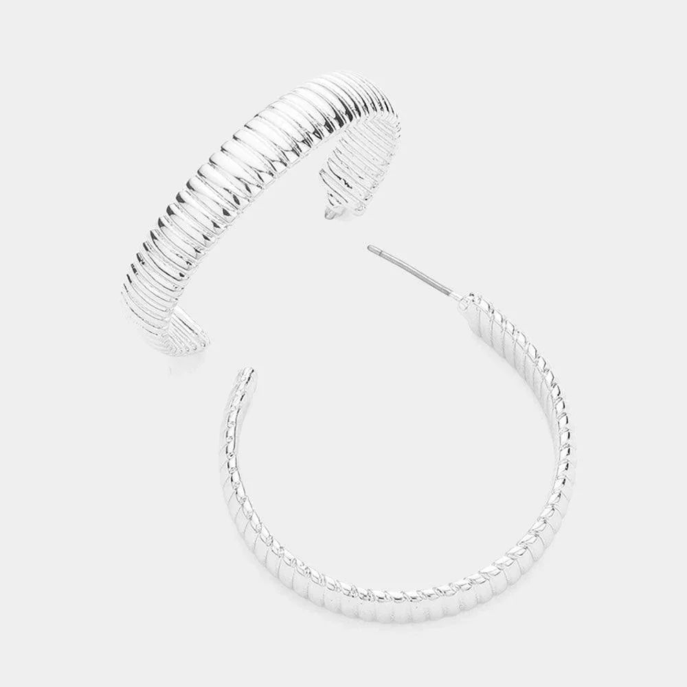 Textured Metal Hoop Earrings - Jewelry Store by Erik Rayo