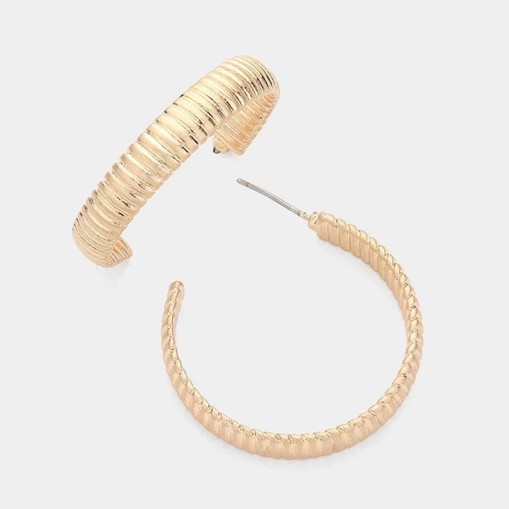 Gold Textured Metal Hoop Earrings - Jewelry Store by Erik Rayo
