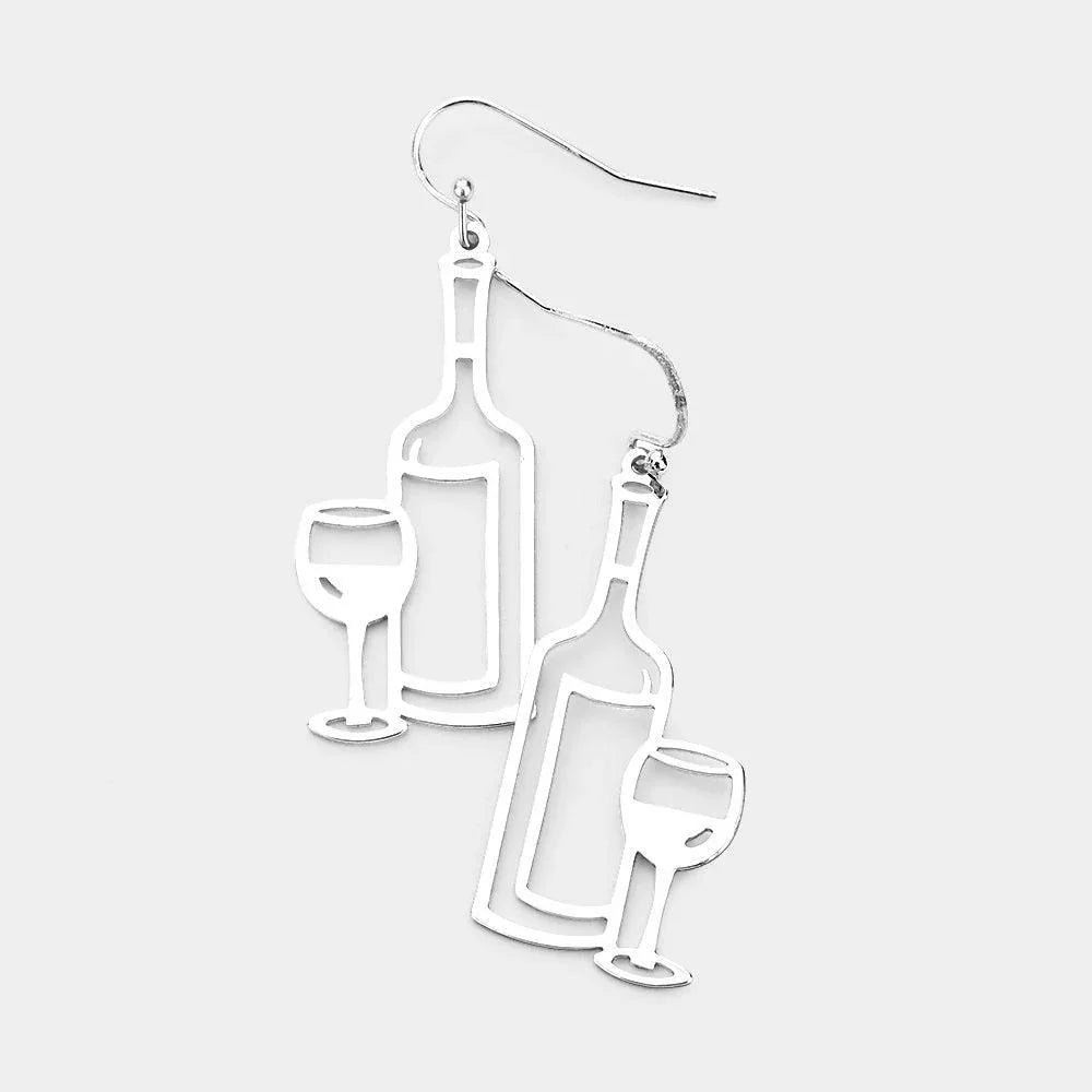Wine Glass Shaped Metal Earrings - Jewelry Store by Erik Rayo