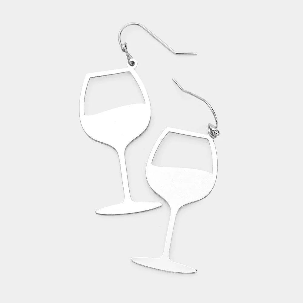 Wine Glass Shaped Metal Earrings - Jewelry Store by Erik Rayo