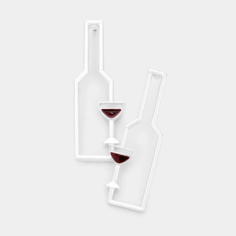 Silver Wine Glass Shaped Metal Earrings - Jewelry Store by Erik Rayo