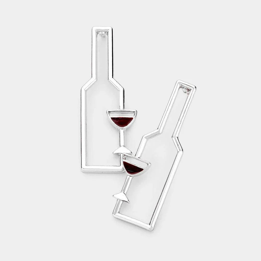 Wine Glass Shaped Metal Earrings - Jewelry Store by Erik Rayo