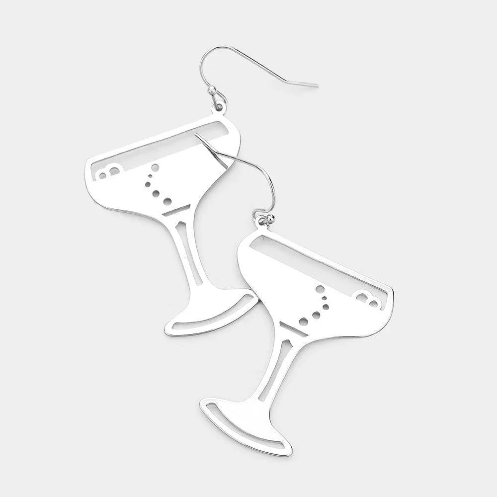 Cocktail Shaped Metal Earrings - Jewelry Store by Erik Rayo