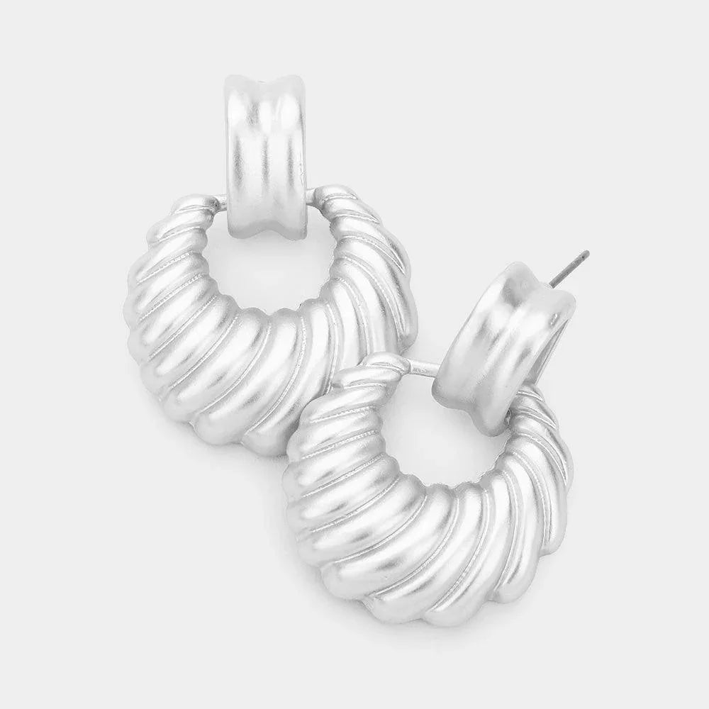 Silver Shell Textured Metal Earrings - Jewelry Store by Erik Rayo