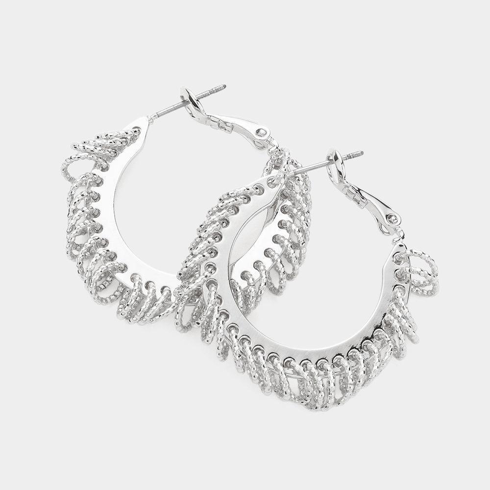 Textured Metal Open Circle Link Metal Hoop Earrings - Jewelry Store by Erik Rayo