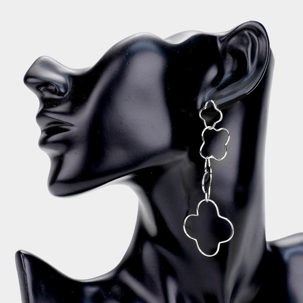 Brass Metal Clover Dangle Drop Earrings - Jewelry Store by Erik Rayo