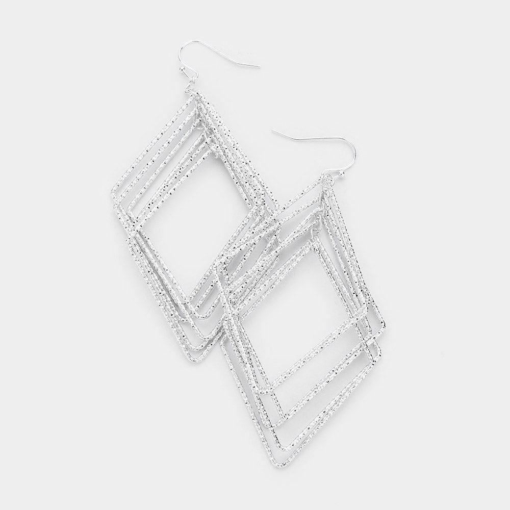 Open Metal Rhombus Dangle Earrings - Jewelry Store by Erik Rayo