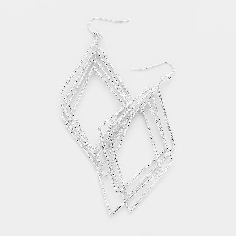 Open Metal Rhombus Dangle Earrings - Jewelry Store by Erik Rayo