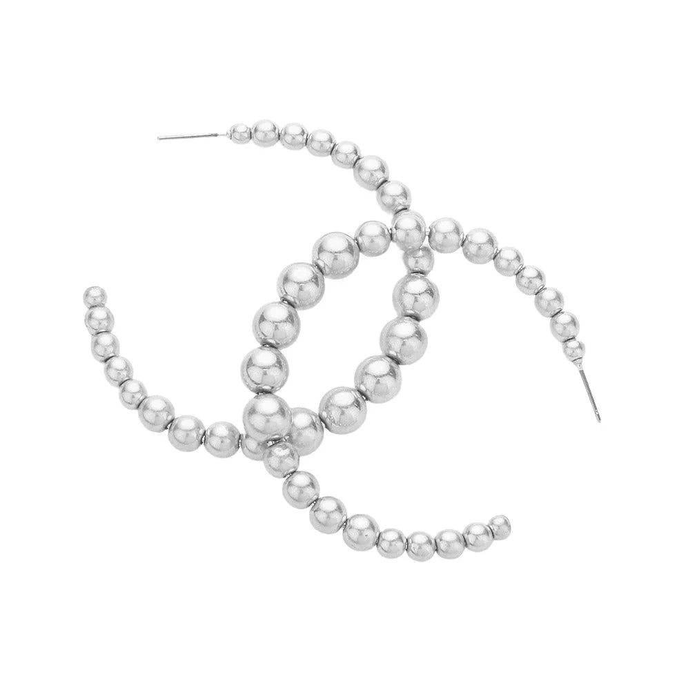 Silver Brushed Metal Bubble Hoop Earrings - Jewelry Store by Erik Rayo