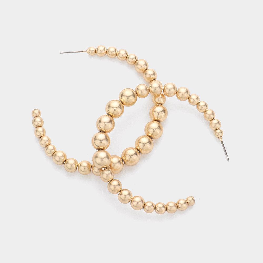 Gold Brushed Metal Bubble Hoop Earrings - Jewelry Store by Erik Rayo