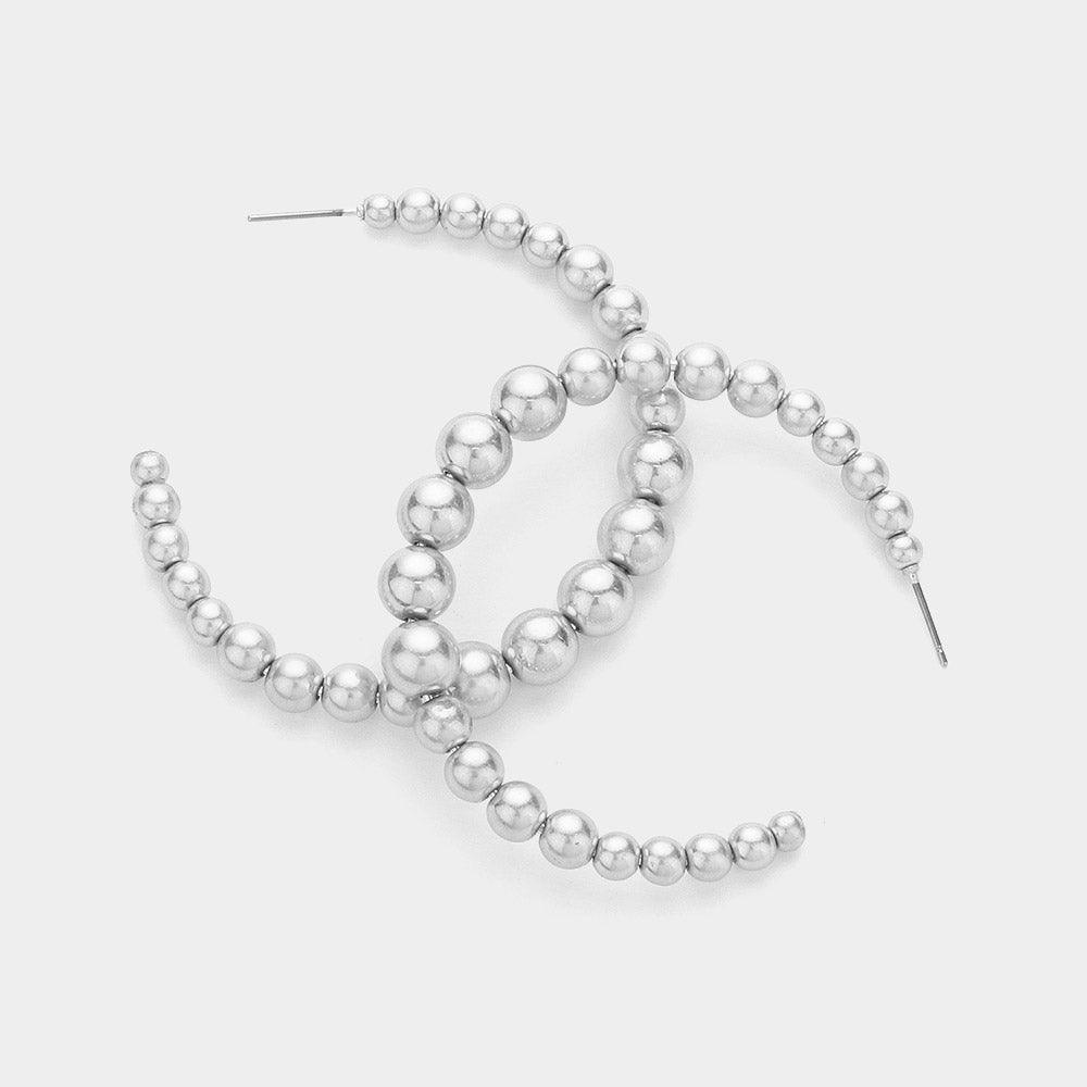 Silver Brushed Metal Bubble Hoop Earrings - Jewelry Store by Erik Rayo