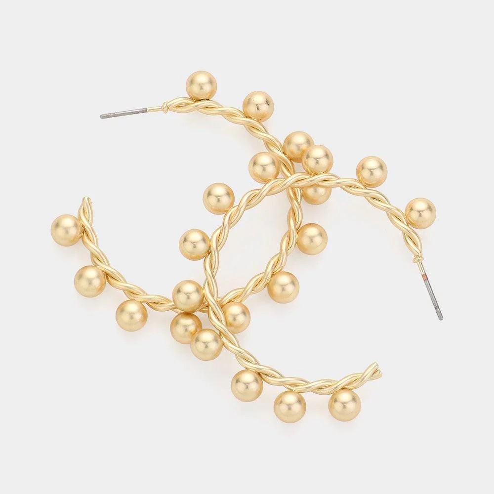 Gold Metal Ball Hoop Earrings - Jewelry Store by Erik Rayo