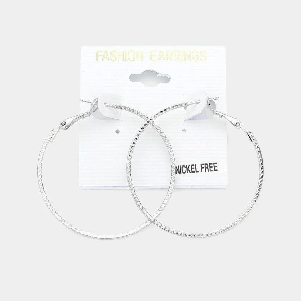 Silver 1.75 Inch Metal Hoop Earrings - Jewelry Store by Erik Rayo
