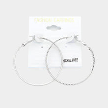 Load image into Gallery viewer, Silver 1.75 Inch Metal Hoop Earrings
