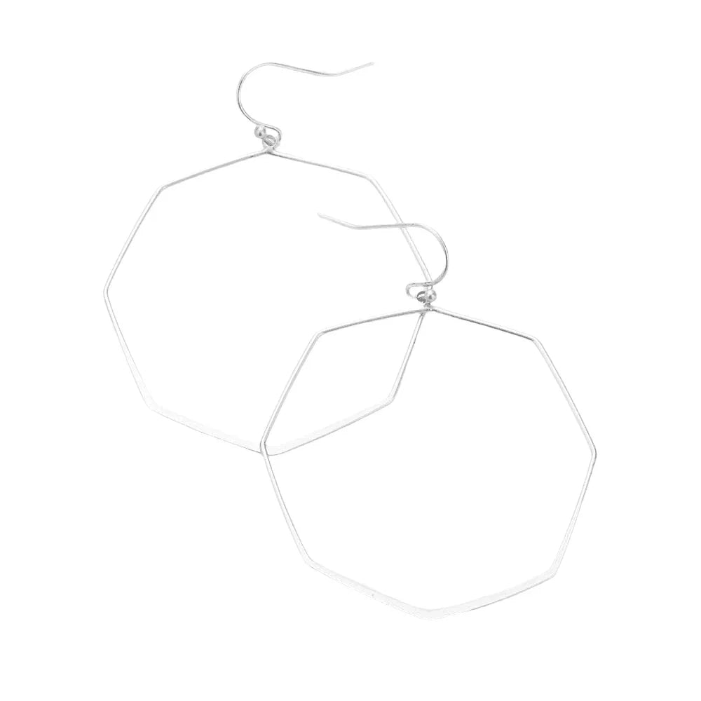 Silver Brass Metal Octagon Earrings - Jewelry Store by Erik Rayo