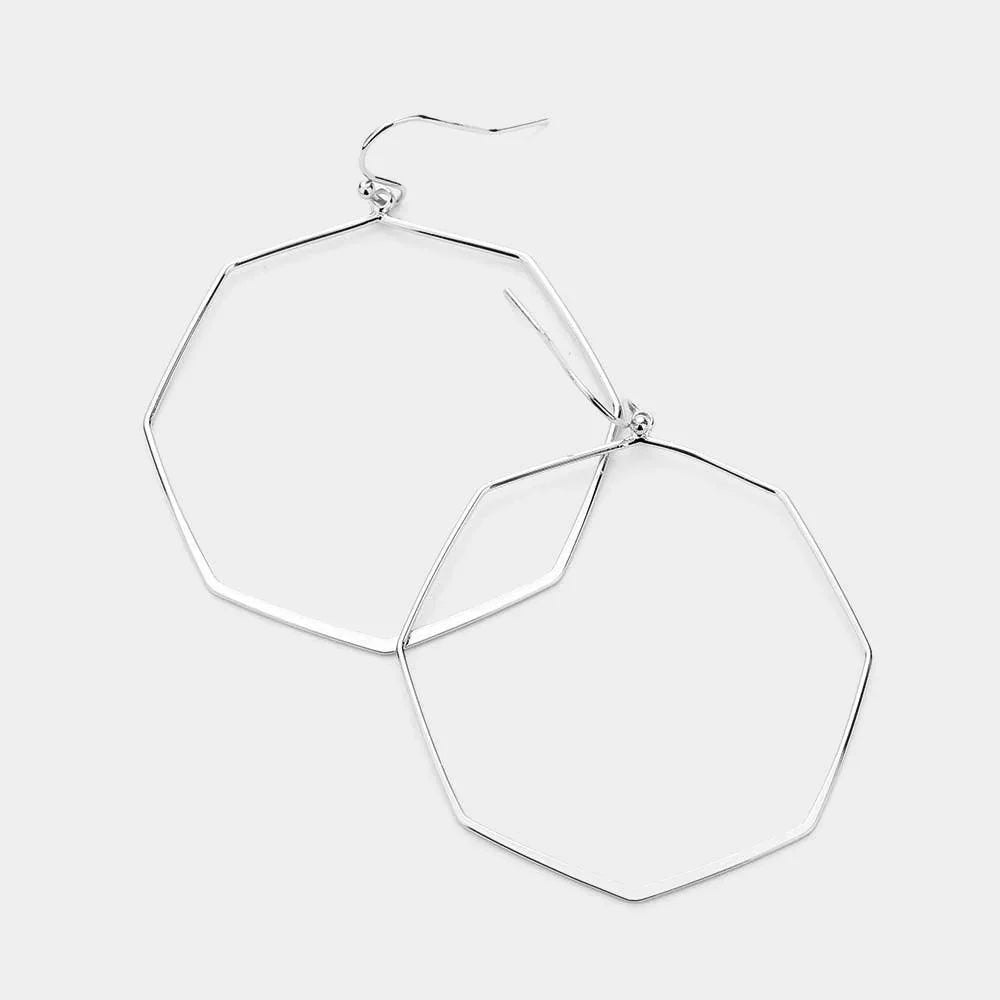 Brass Metal Octagon Earrings - Jewelry Store by Erik Rayo