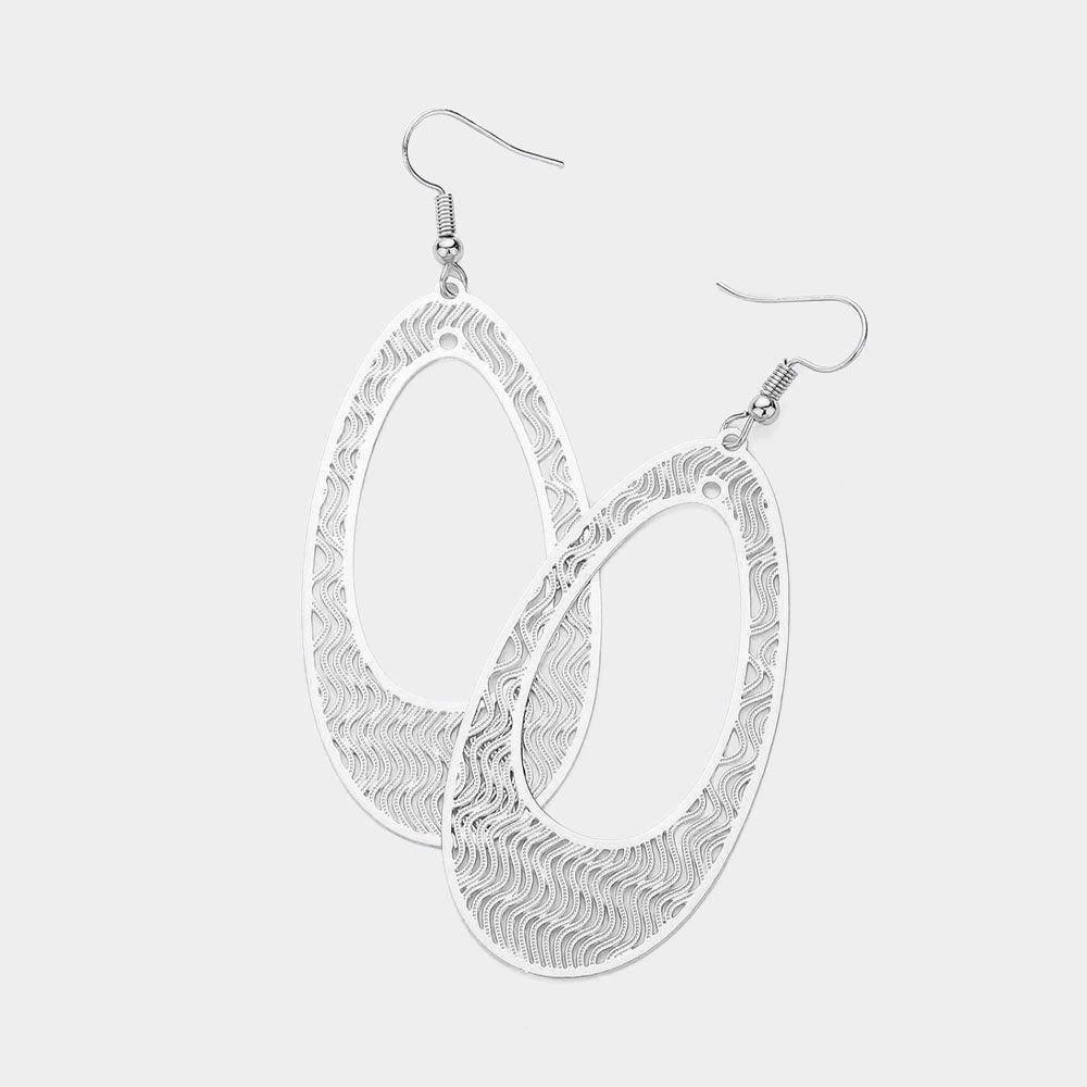 Abstract Pattern Open Metal Teardrop Dangle Earrings - Jewelry Store by Erik Rayo