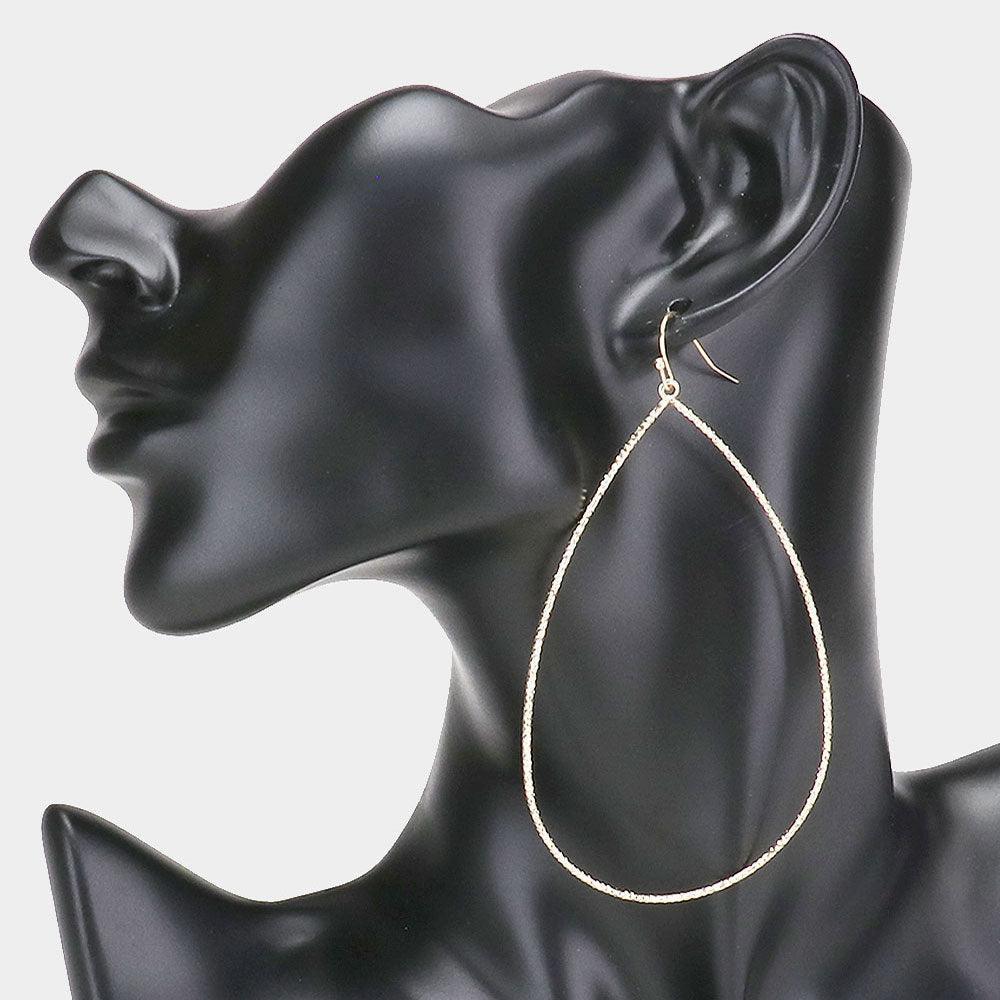 Gold Metal Open Teardrop Dangle Earrings - Jewelry Store by Erik Rayo