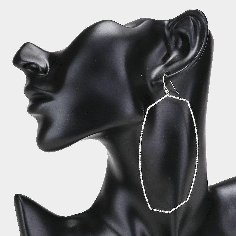 Textured Thin Metal Open Hexagon Earrings - Jewelry Store by Erik Rayo