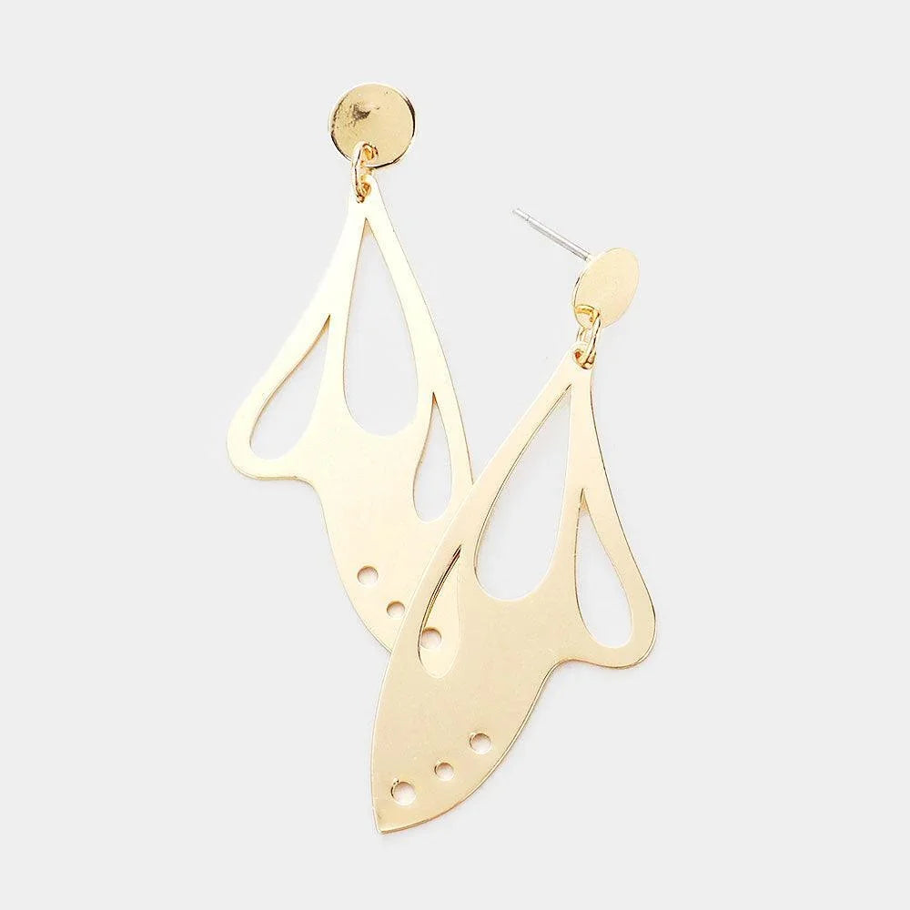 Gold Cut Out Metal Butterfly Wing Earrings - Jewelry Store by Erik Rayo