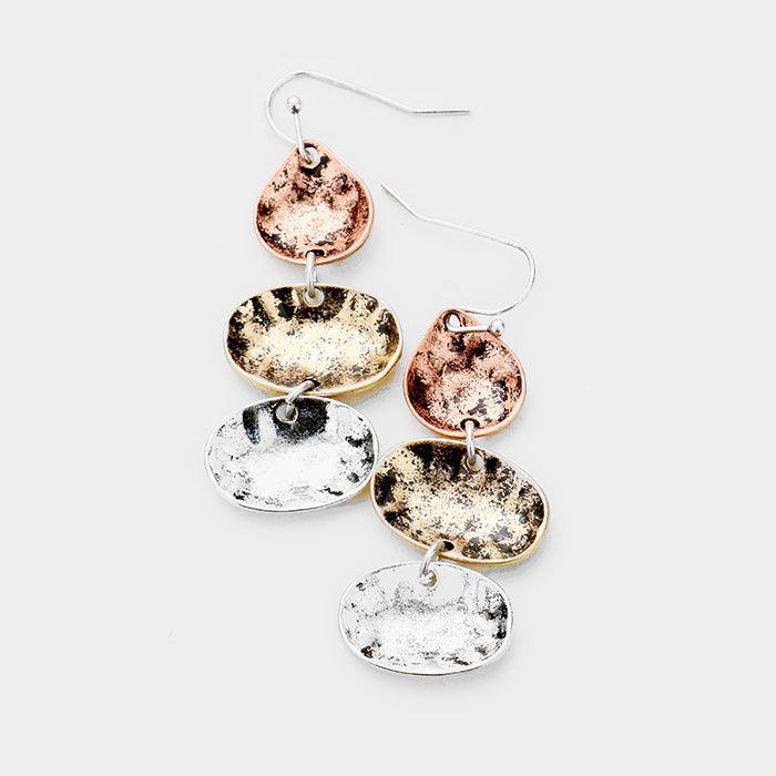 Triple Concave Metal Oval Dangle Earrings - Jewelry Store by Erik Rayo